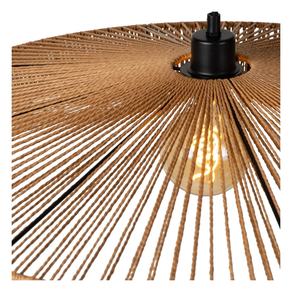Lampe suspendue Yunkai Ø 70 cm noir avec rotin Lucide 5411212105707