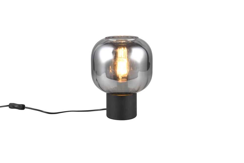 Lampe de table tendance Diva noir avec verre fumé Trio 4017807614596