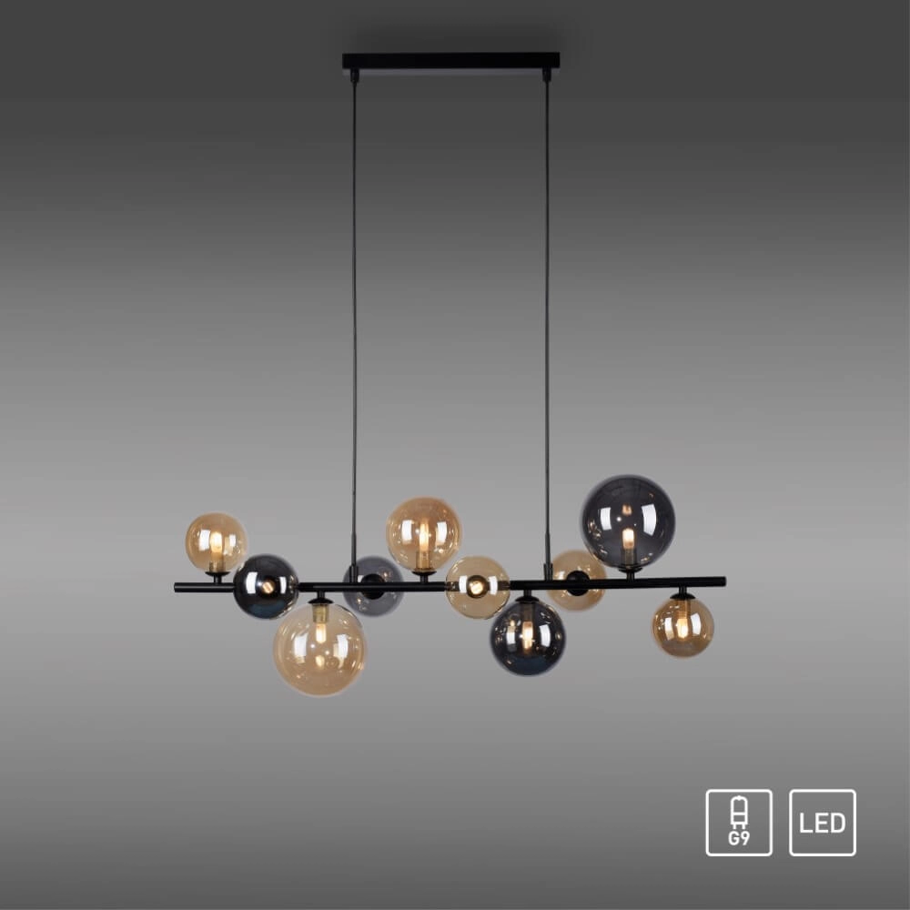 Lampe suspendue noire Popsicle design à 10 lumières Paul Neuhaus 4012248375495