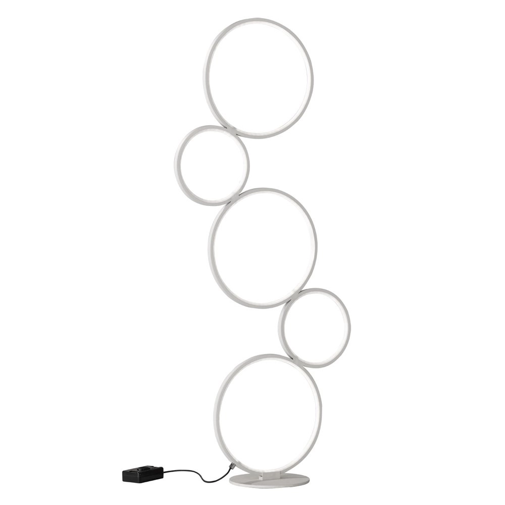 Lampadaire Rondo 5 anneaux blanc