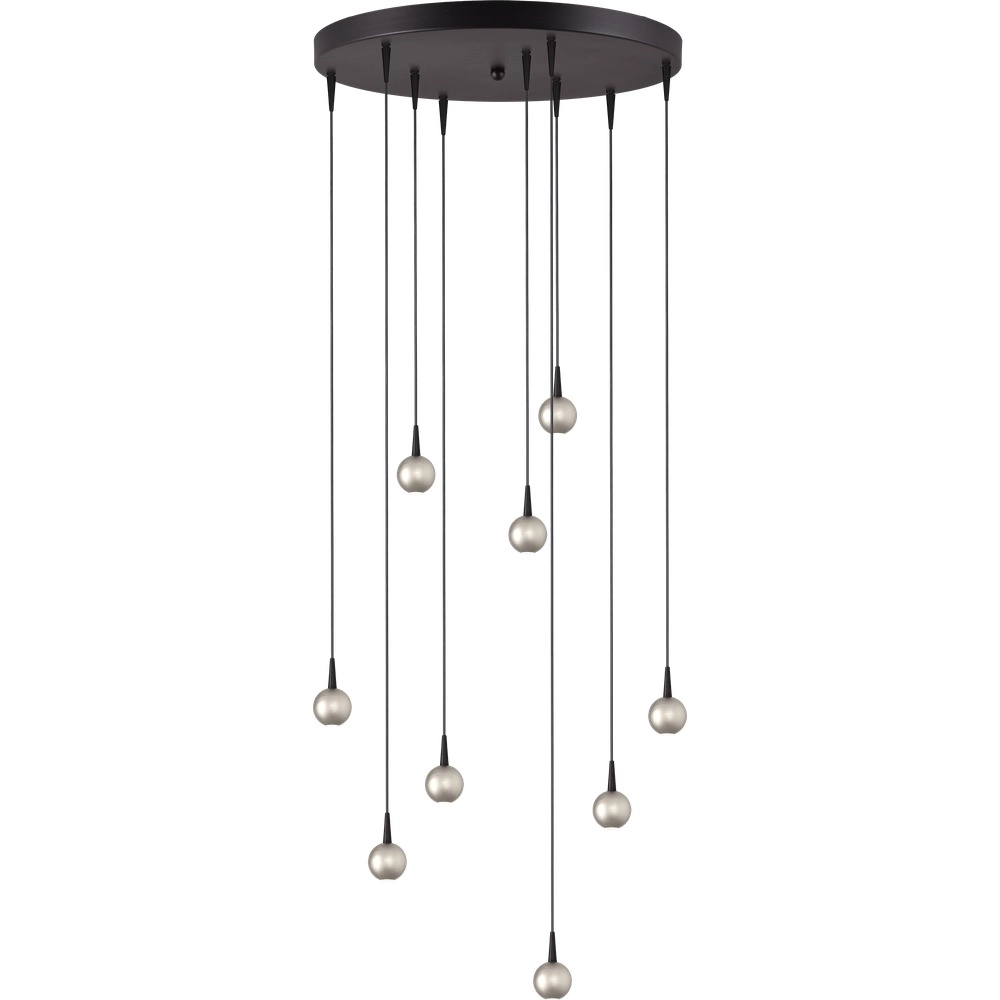 Lampe suspendue à 9 lampes Talana noir avec nickel Ø 50cm DTW