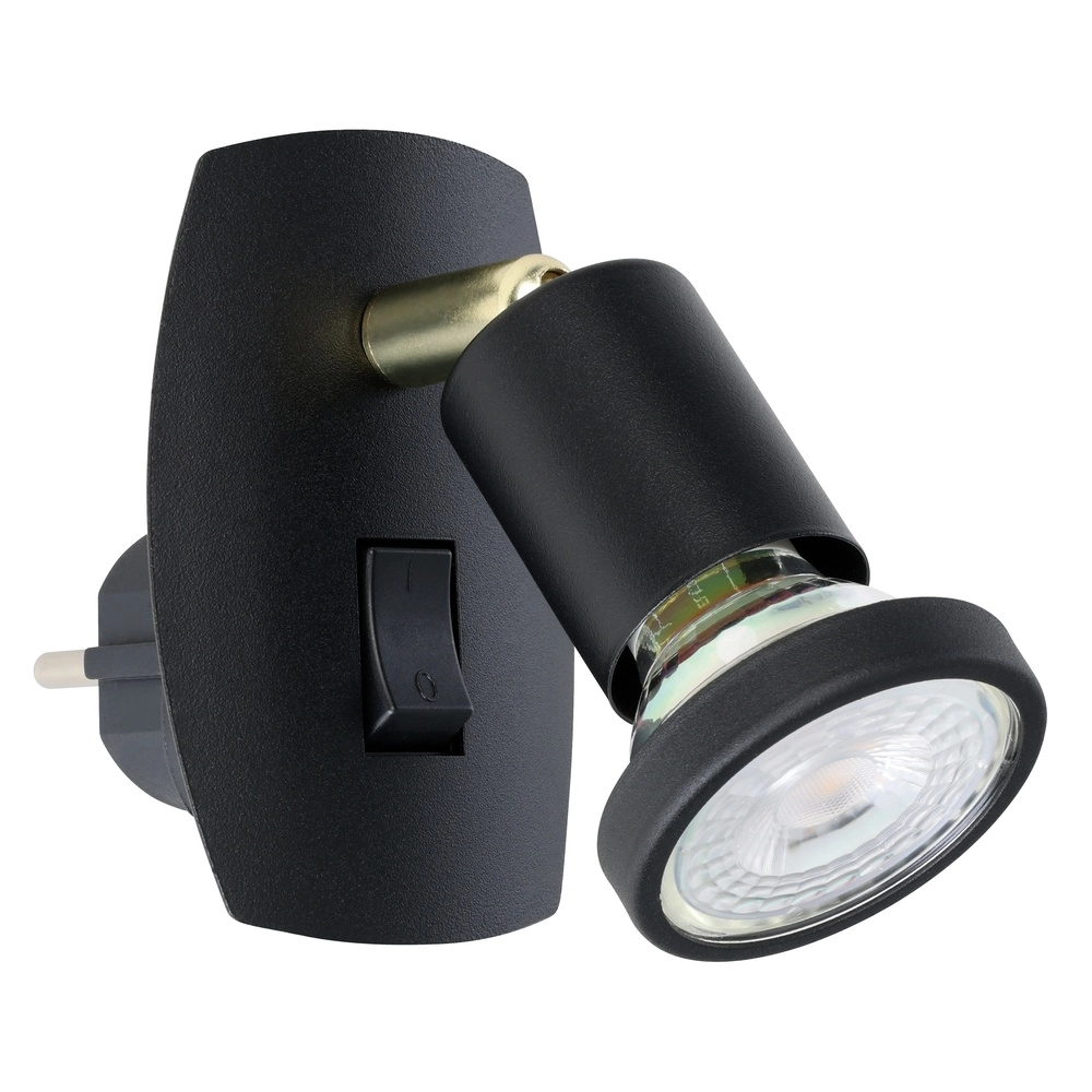 Lampe murale à prise Parrini Switch - Noir/Laiton Eglo 9002759316433