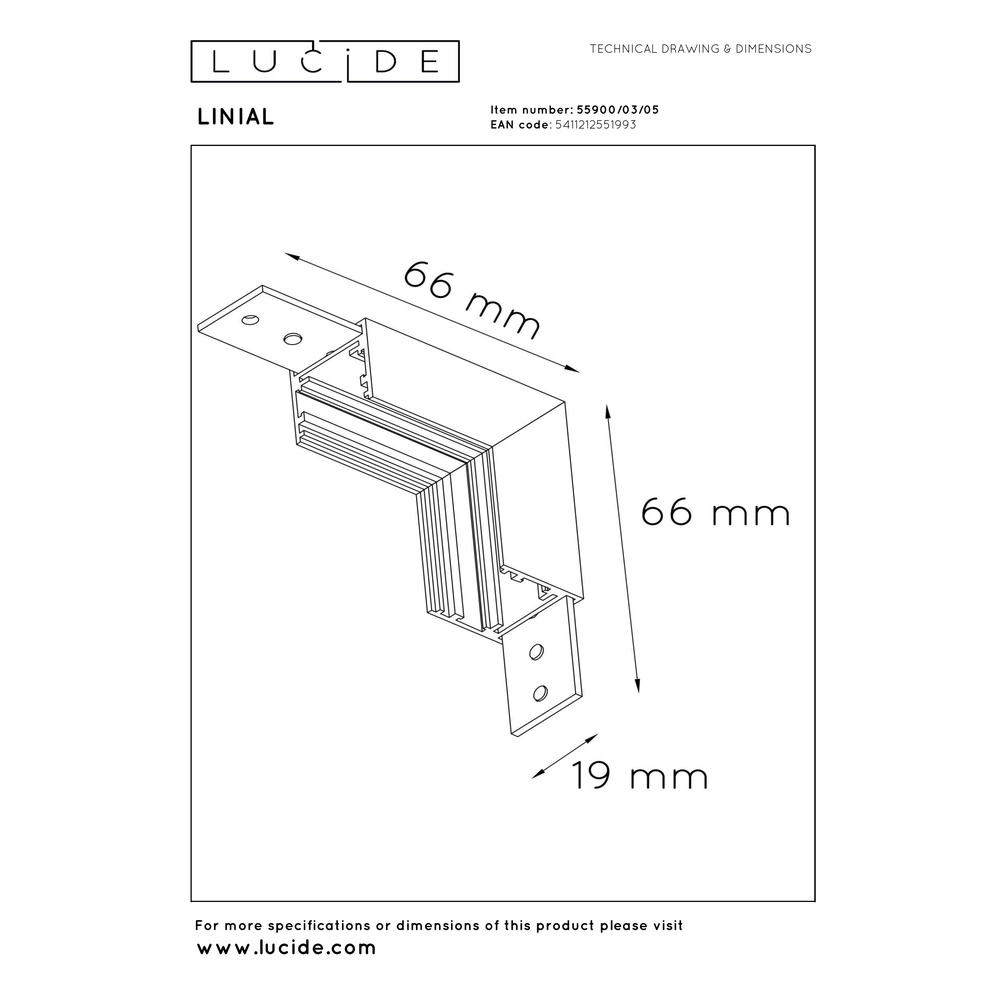 Angle vertical 1-phasé Linial Champagne Premium by Lucide 5411212551993