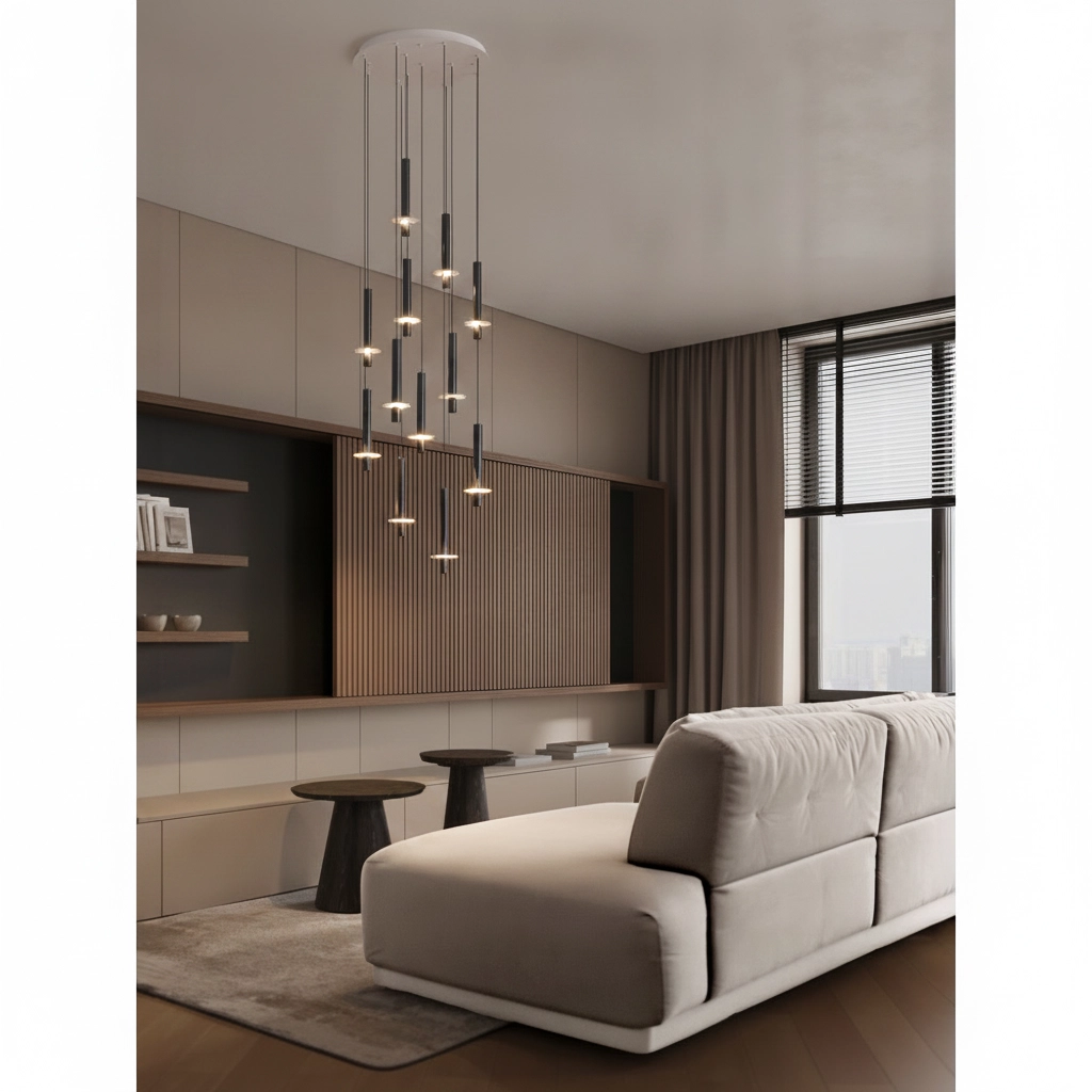 Lampe pendante de conception Noemi noir avec blanc Ø 62cm