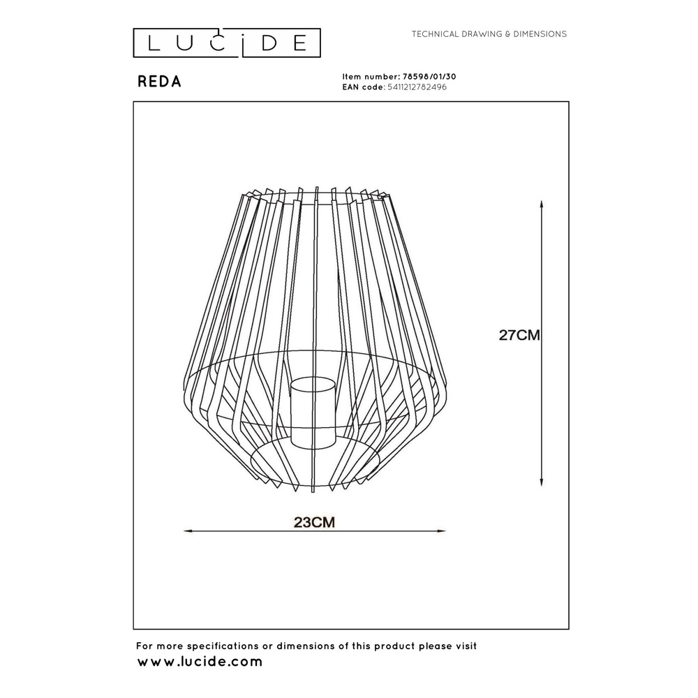 Lampe de table Reda Noir Lucide 5411212782496