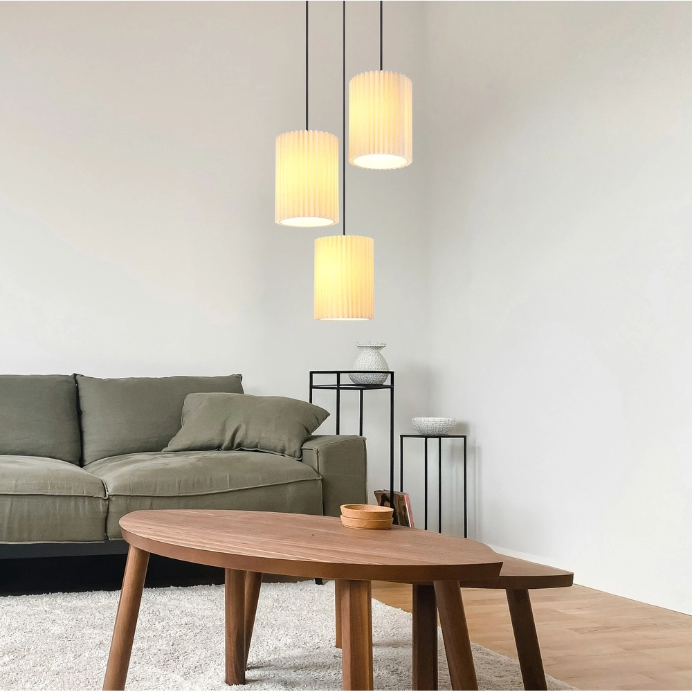 Lampe pendante à 3 lampes Page noir avec blanc rond Globo 9007371525607