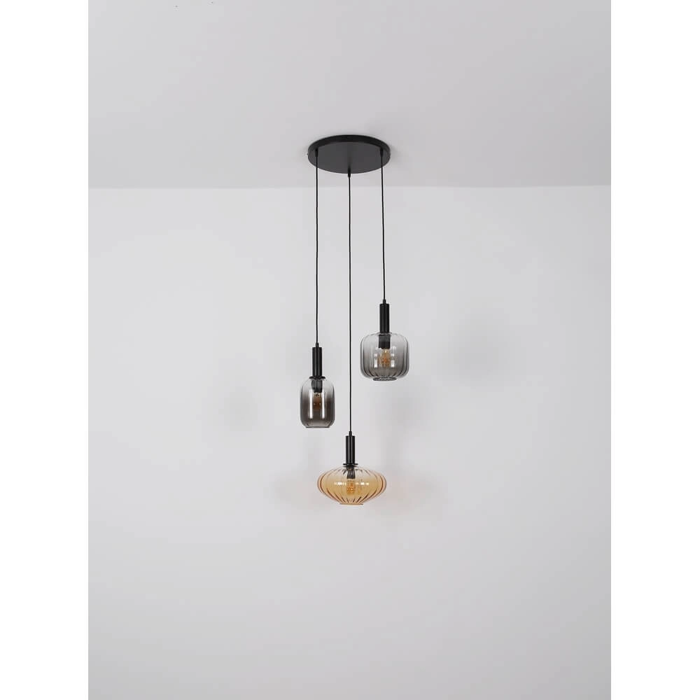 Suspension Valletta avec verre coloré 3 lumières Globo 9007371455867