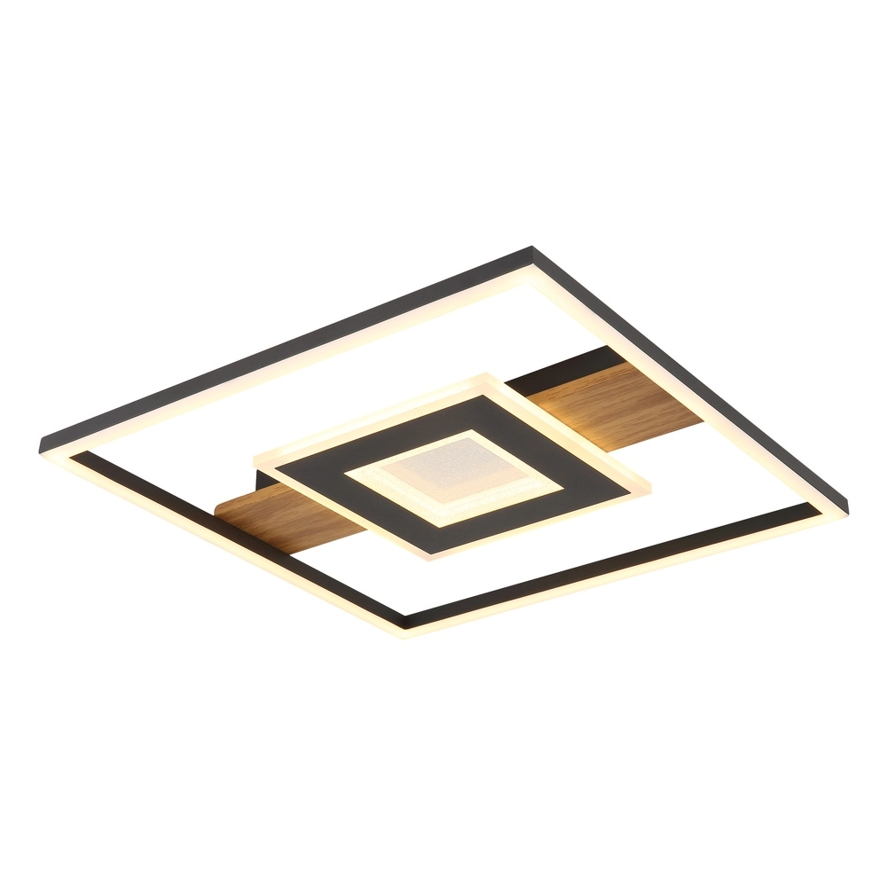 Lampe de plafond élégante Pikara noir avec bois