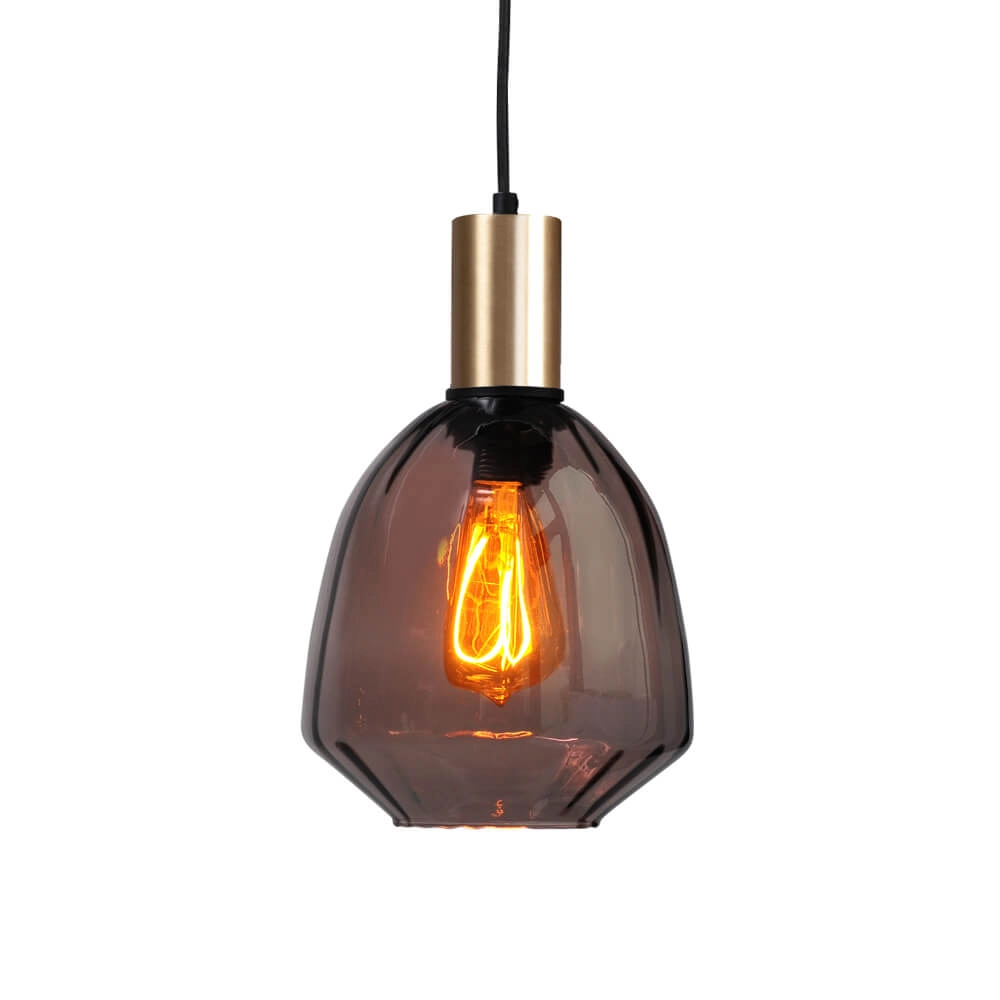 Lampe suspendue 3 lumières - dorée - Porto avec des lunettes rouges Nicolette Masterlight 8718121269696