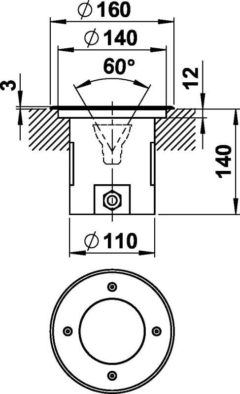 Spot de sol en acier inoxydable Correl 16 cm - IP67 Albert 4007235921892