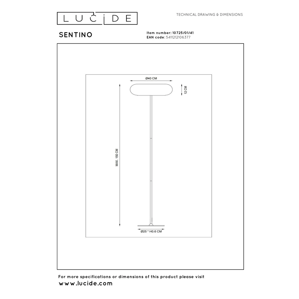 Lampe de pied Sentino Ø 40 cm taupe Lucide 5411212106377