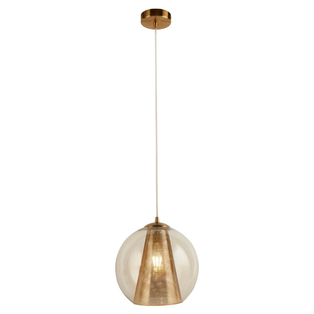 Lampe suspendue dorée Conio avec du verre Lampe suspendue dorée Conio avec du verre