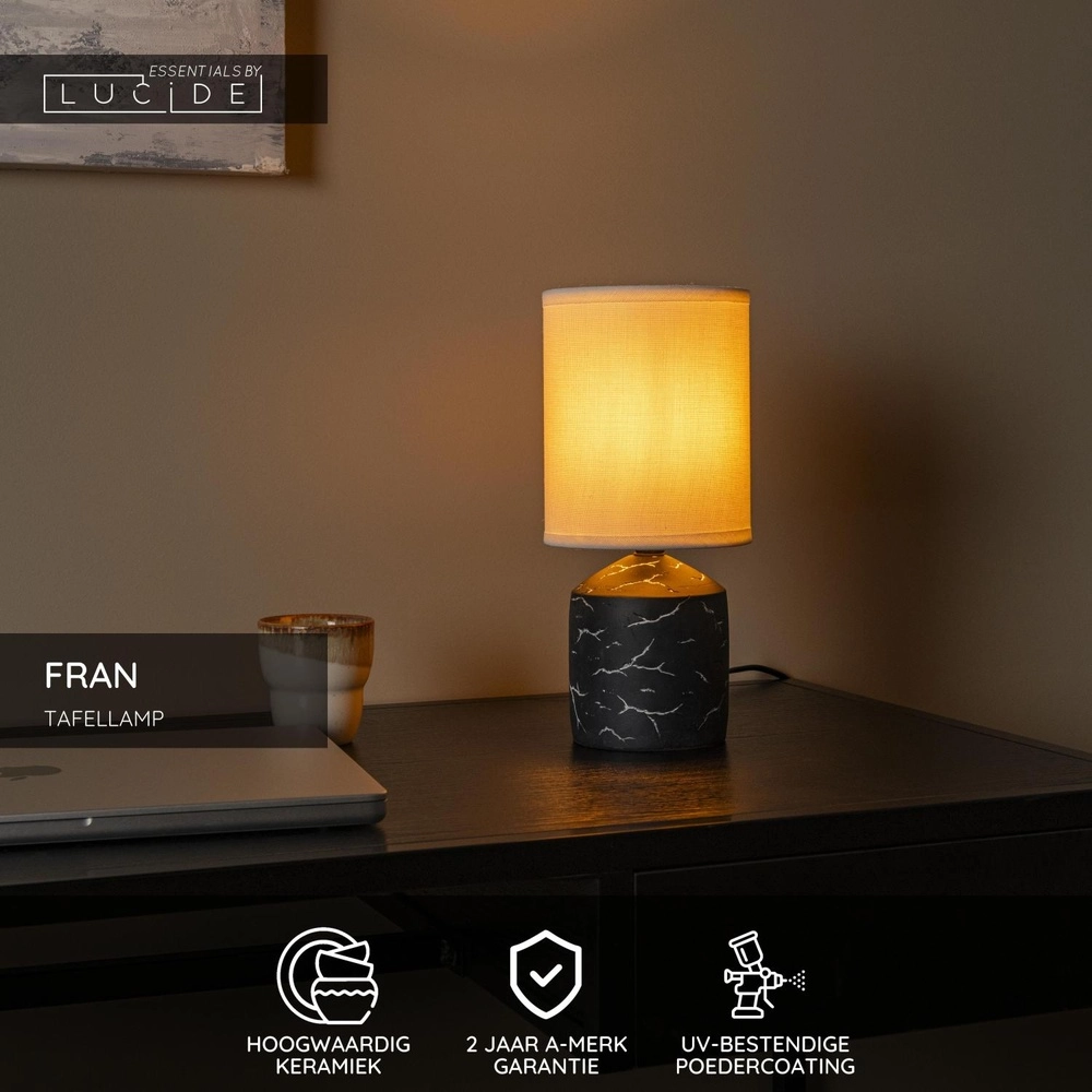 Lampe de table Fran Noir Lucide 5411212470324