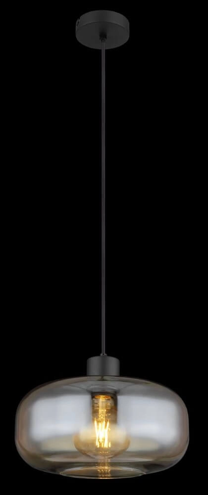 Lampe suspendue noire Giuseppe verre ambré Globo 9007371444212