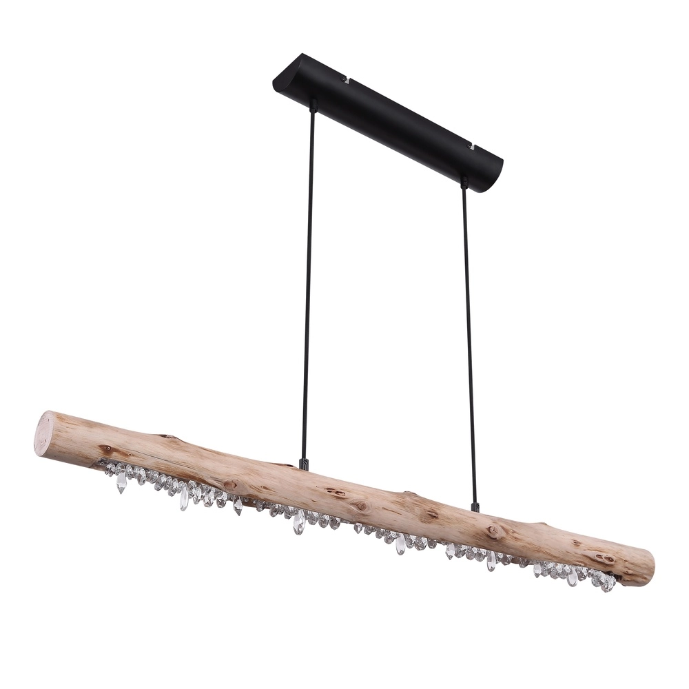 Lampe pendante de table à manger Felicitas noir avec bois Globo 9007371392889