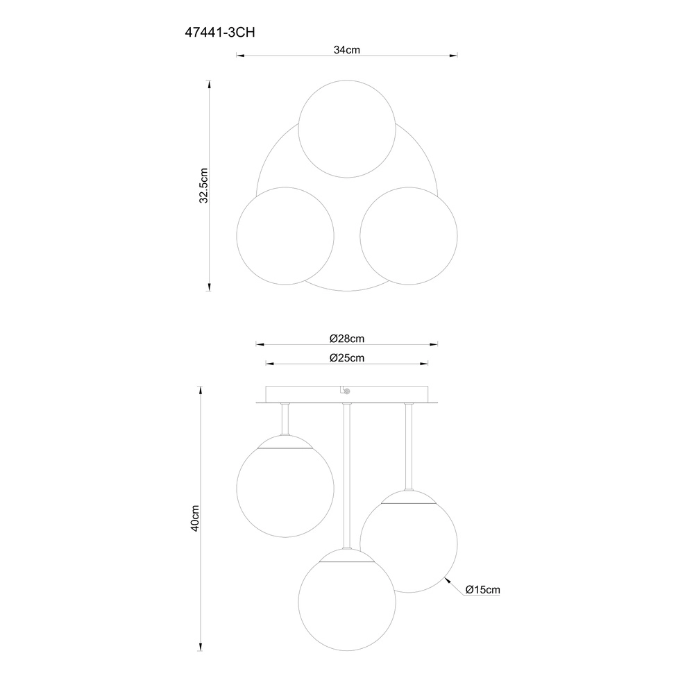 Lampe de plafond à 3 lumières Harmon Champagne Globo 9007371580927