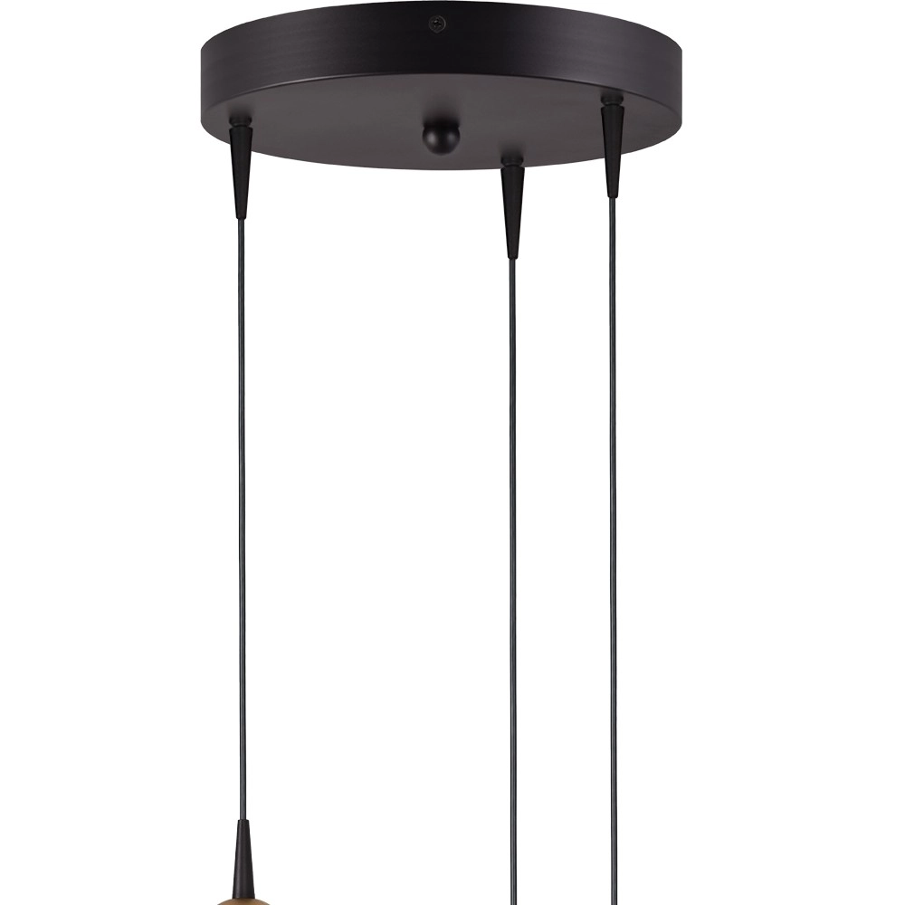 Lampe pendante à 3 lampes Talana noir avec or Ø 17cm DTW Masterlight 8718121348629