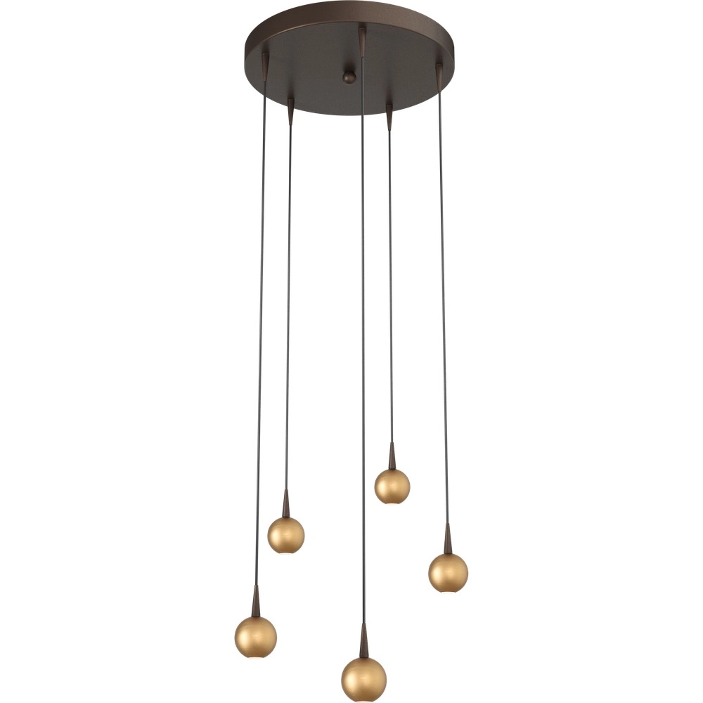 Lampe suspendue à 5 lumières Talana Brun cacao avec or Ø 35cm DTW
