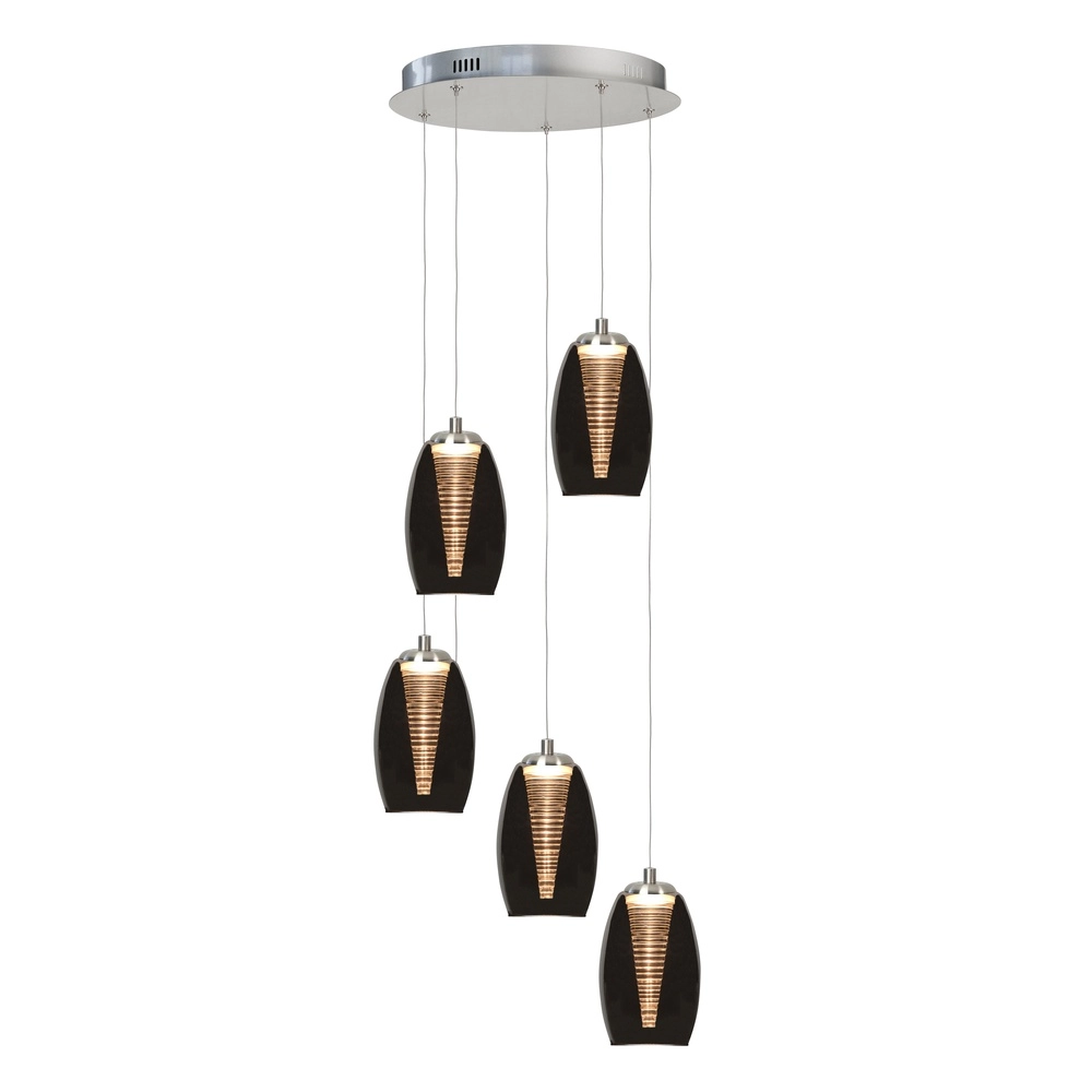 Suspension Nebula Nickel rond 5 lumières fumé Suspension Nebula Nickel rond 5 lumières fumé