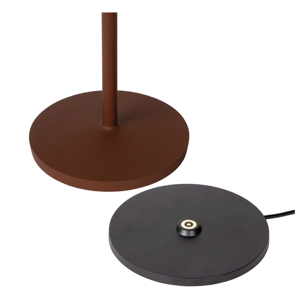 Lampe de table rechargeable Justine Bruit rouille avec station de recharge Lucide 5411212272195