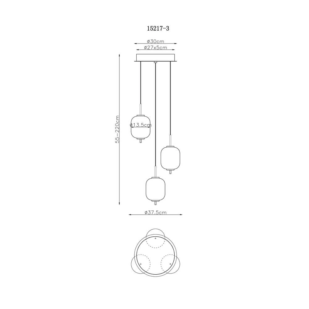 Suspension dorée Ewald 3 lumières Ø 37,5cm verre blanc Globo 9007371446582
