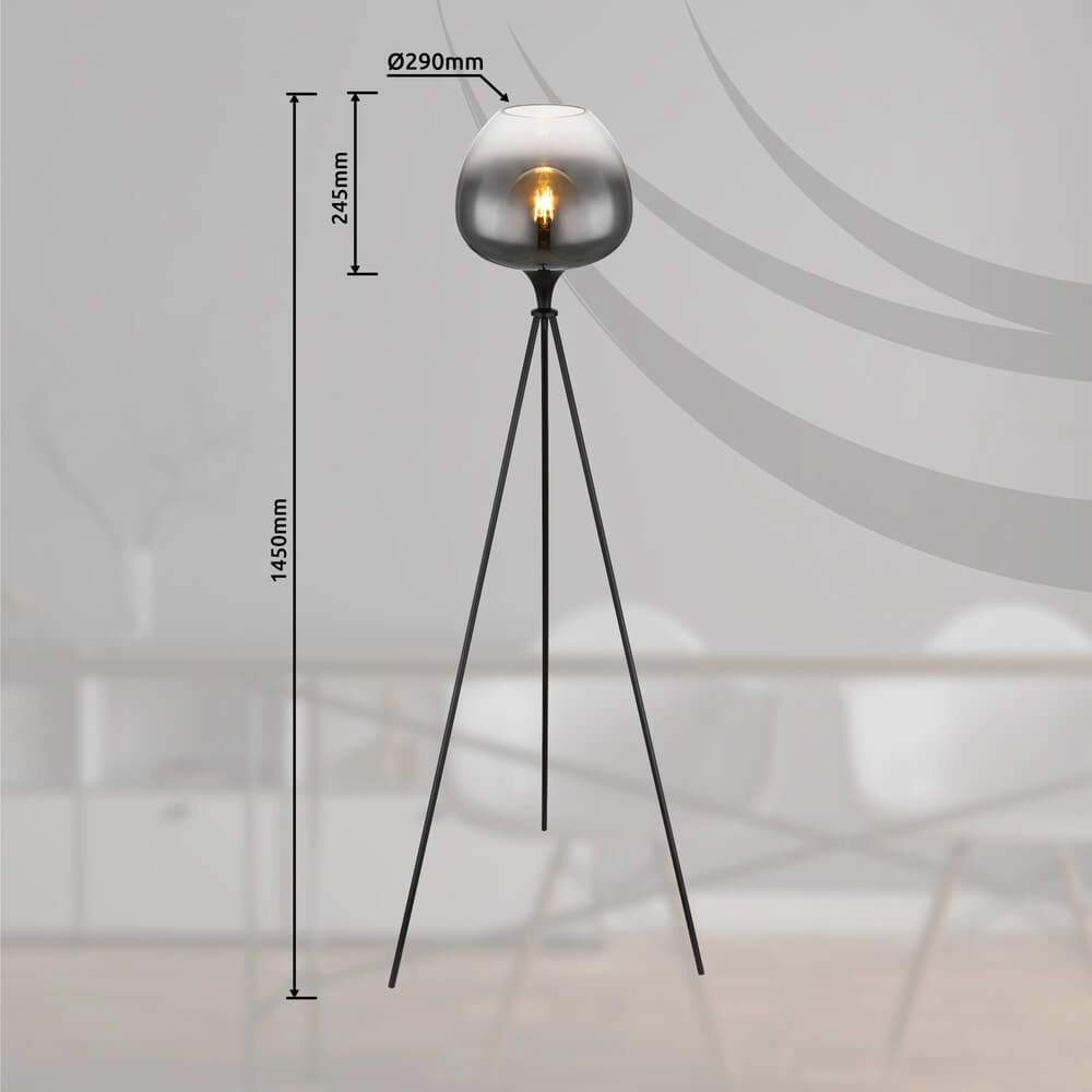 Lampadaire noir Maxy trépied Globo 9007371435418