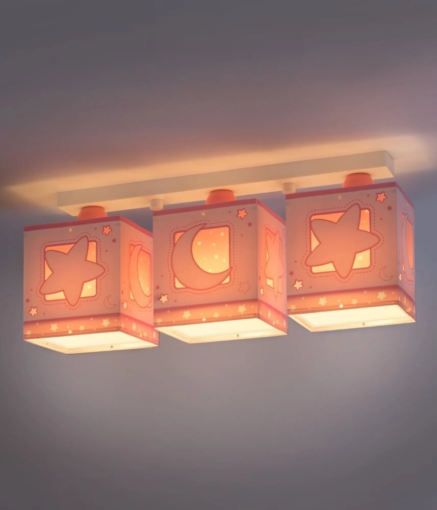 Plafonnier chambre d'enfant Moonlight 3-rose tendre le plus clair Dalber 8420406000411