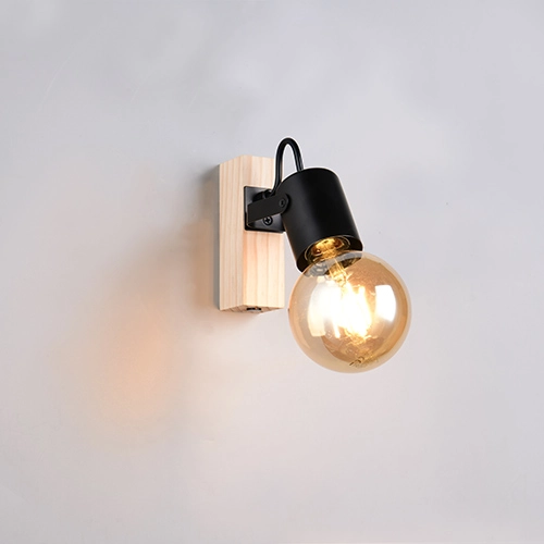 Lampe de plafond Lynar noir avec bois Trio 4017807670684