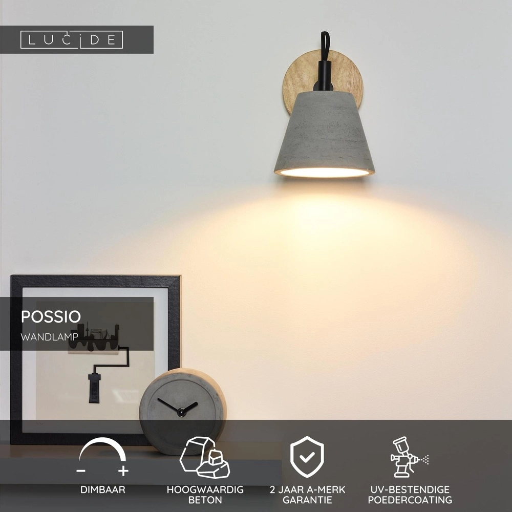 Lampe murale Possio gris Lucide 5411212030887