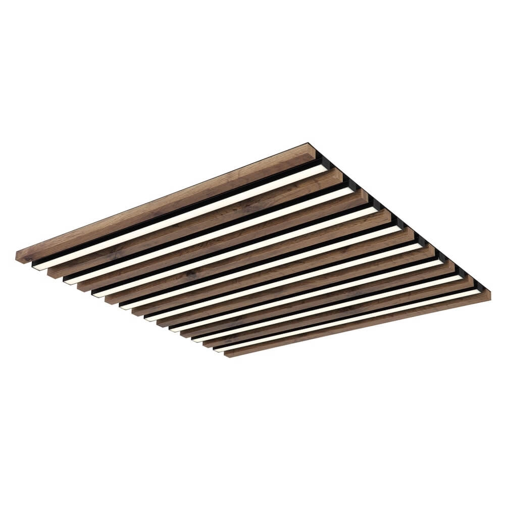 Plafonnier Hayden noir avec carré de bois 60cm Plafonnier Hayden noir avec carré de bois 60cm