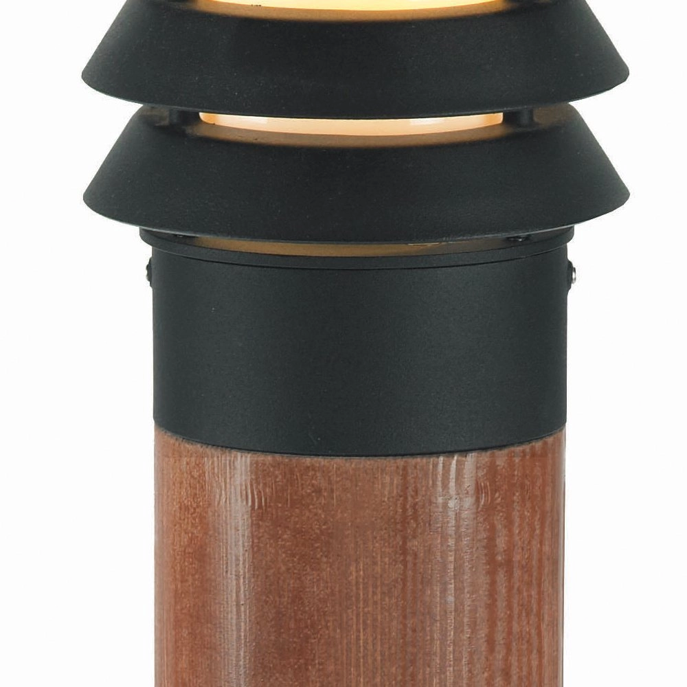 Lampe de terrasse rurale Selhalm 85cm noir avec bois Franssen 7042891440667