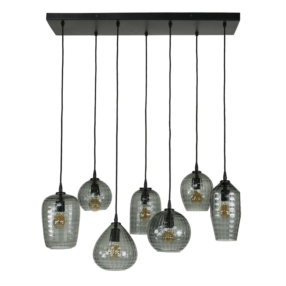 Lampe suspendue à 7 lampes Hexagon Vitres à fumée Lyora 8716803511163