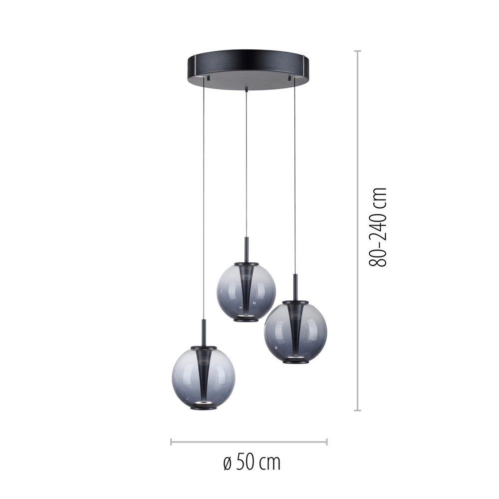 Lampe pendante Vide Pure E-Infinty Gris mystique avec verre fumé Paul Neuhaus 4012248398173