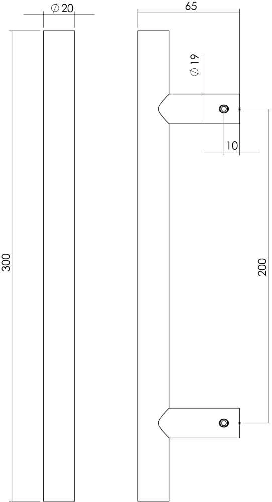 Poignée de porte en forme de T Gripon 30cm noir Intersteel 8714186443255