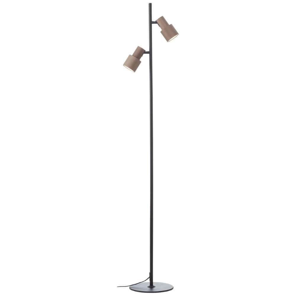 Lampadaire design Cadiz noir avec verre ambré Lampadaire design Cadiz noir avec verre ambré