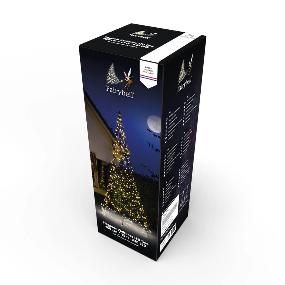 4 meter - 640 Led - Warm White - Twinkle Incl. Pole Fairybell 8718781479367