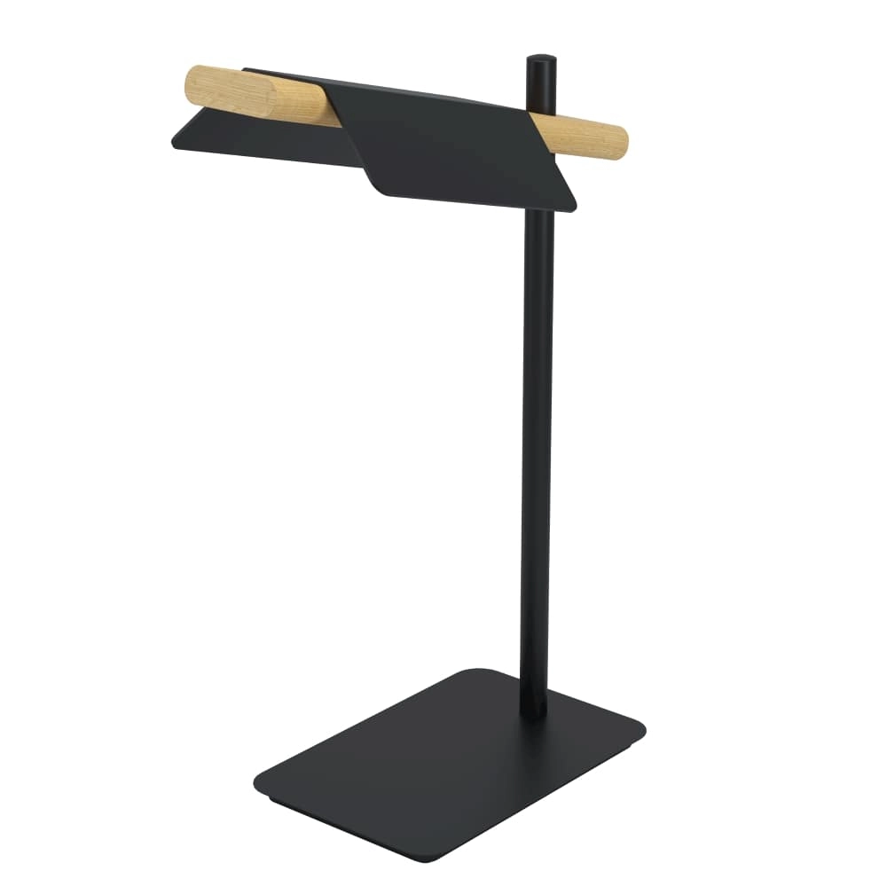 Lampe de bureau Ermua noir avec du bois Lampe de bureau Ermua noir avec du bois