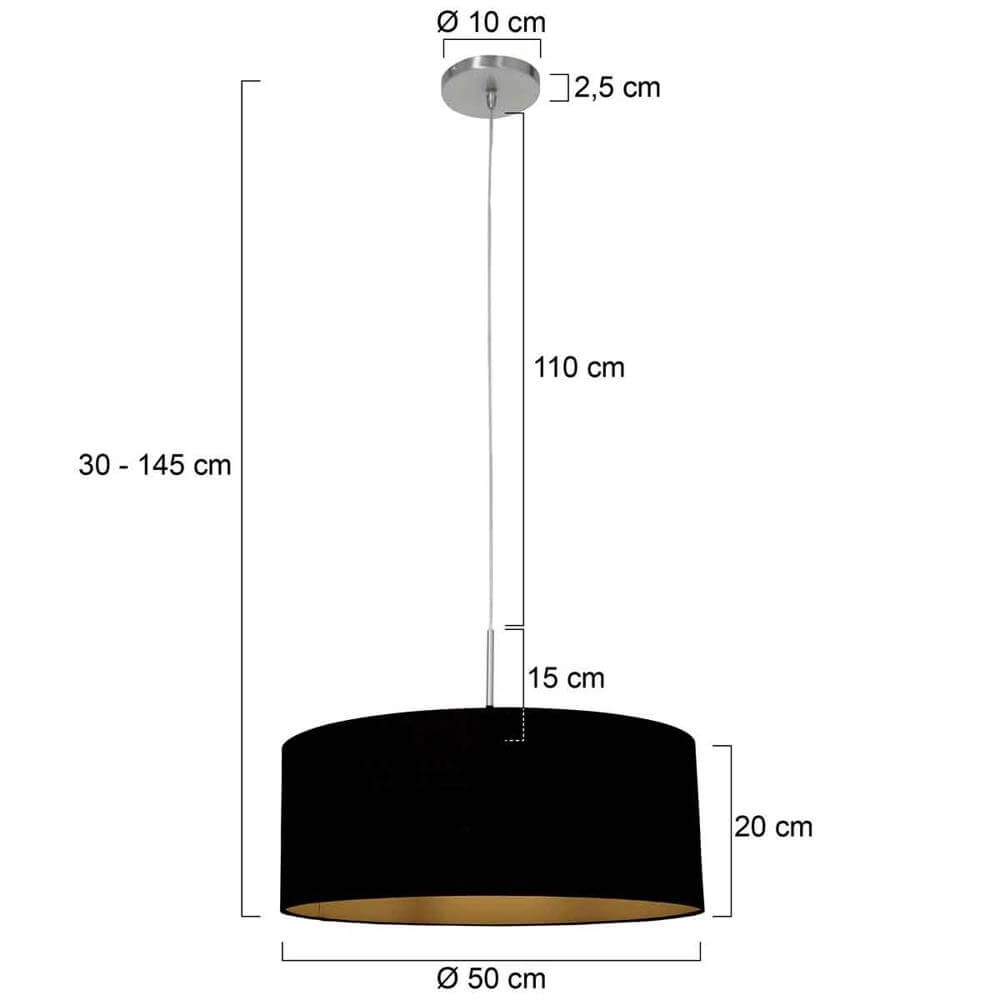 Suspension Sparkled Light métal avec abat-jour noir Steinhauer 8712746175486