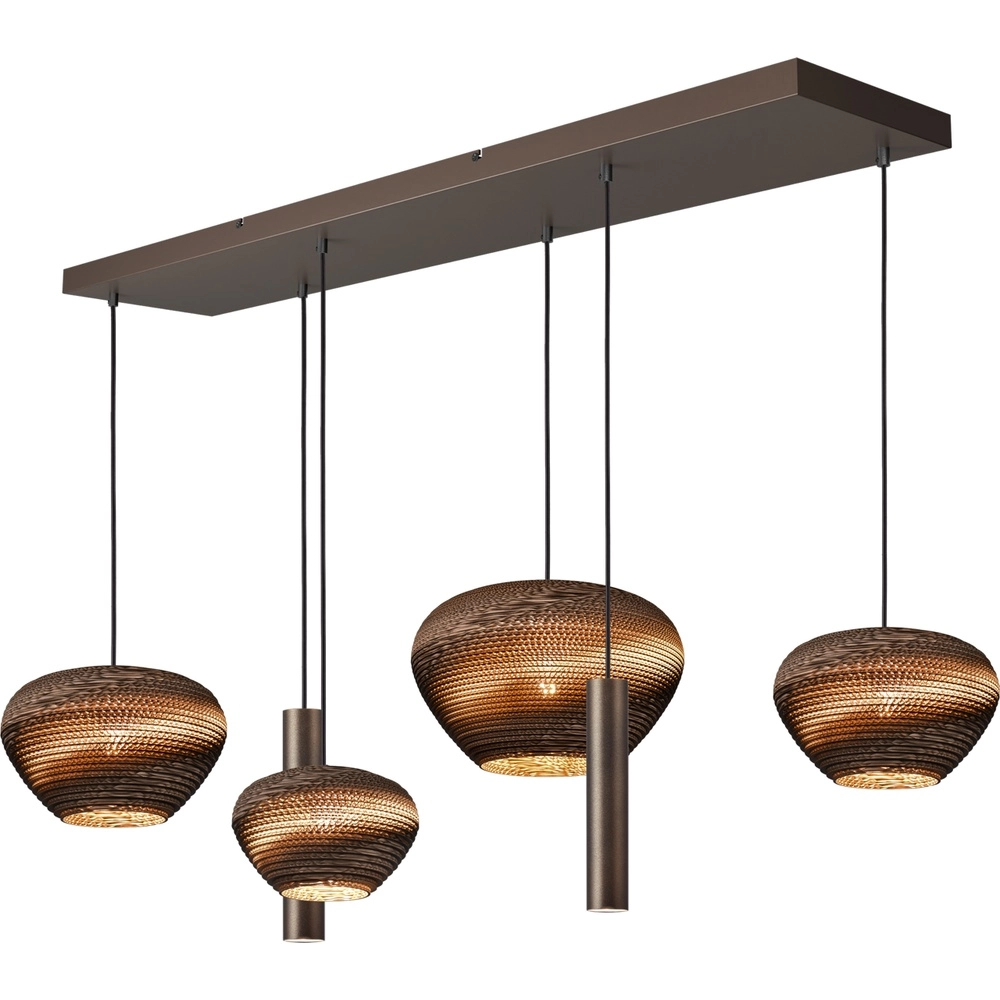 Lampe suspendue à 6 lampes Cartone avec des cagoules Think Paper