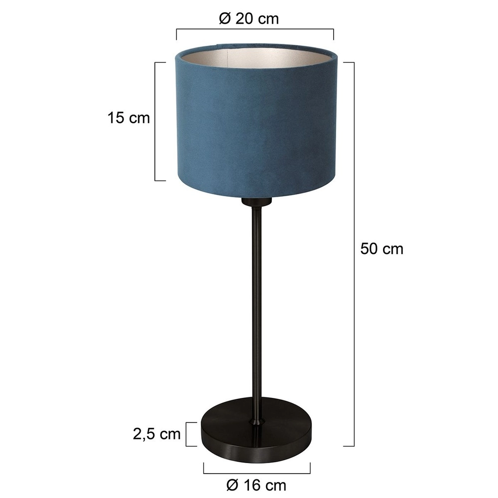 Lampe de table noire Noor avec capuche bleue Steinhauer 8712746182224