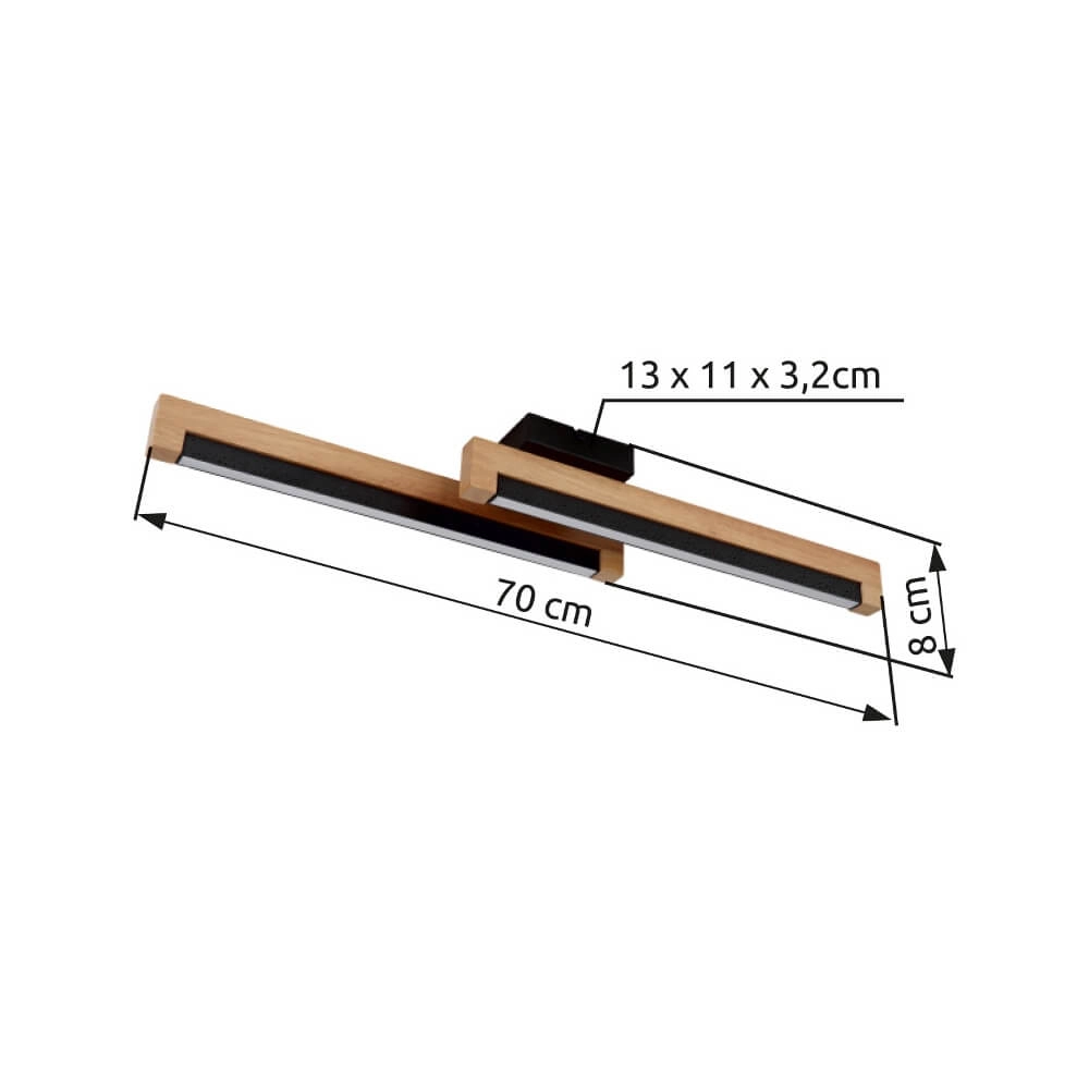 Plafonnier élégant Starla noir avec bois 70cm Globo 9007371453290