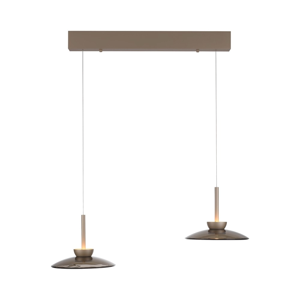 Lampe suspendue de table de salle à manger 2L Pure Moon Bronce avec verre ambré Paul Neuhaus 4012248392980