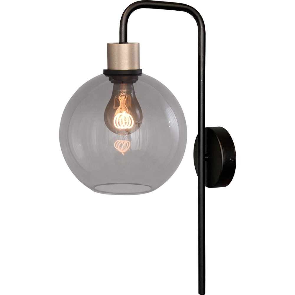 Lampe murale Lazise Noir avec verre fumé doré