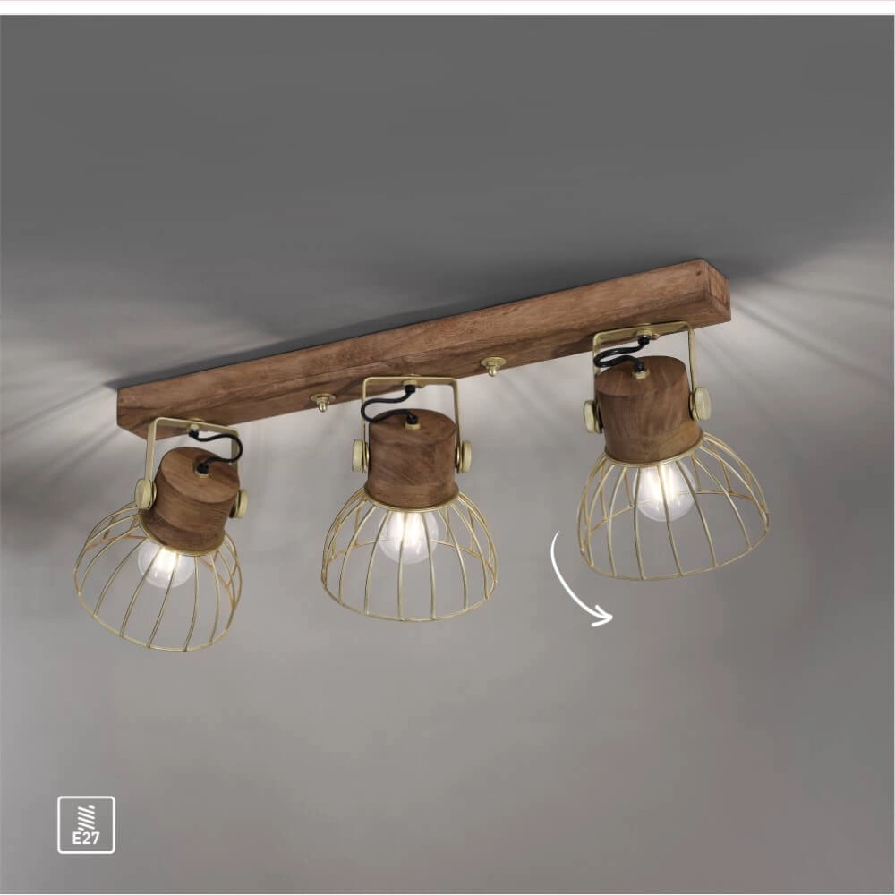 Plafonnier Alami laiton brun 3 lumières Just Light 4043689976231