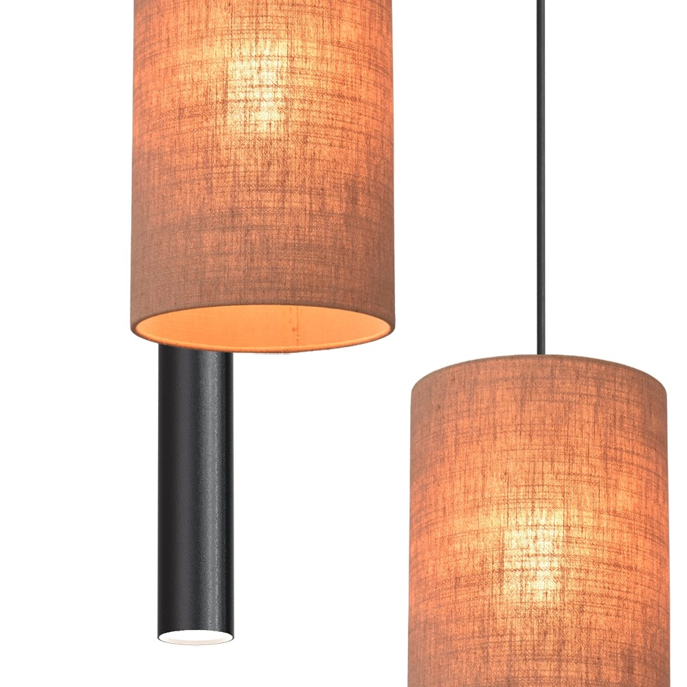 Lampe suspendue à 5 lumières Lisbourg Noir avec capuche beige beige Masterlight