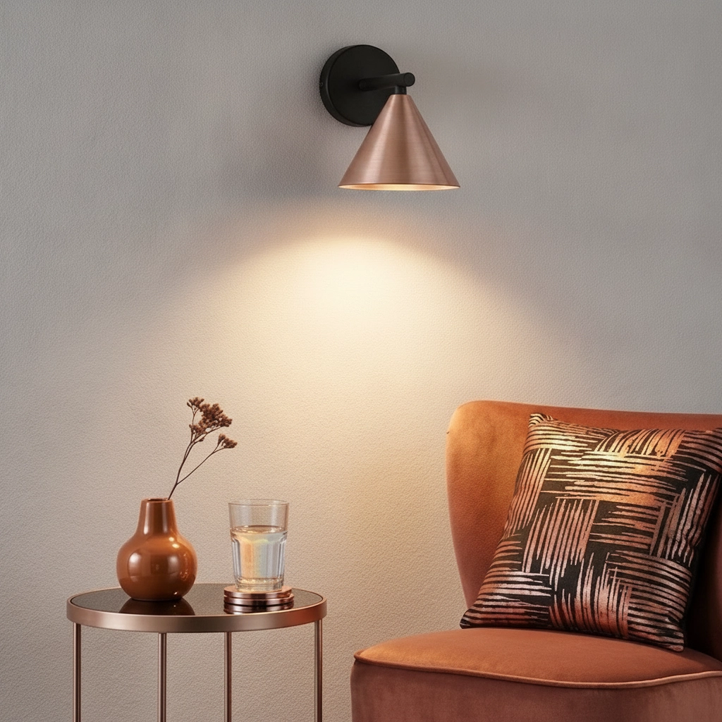 Applique murale Conico Single noir avec brun café