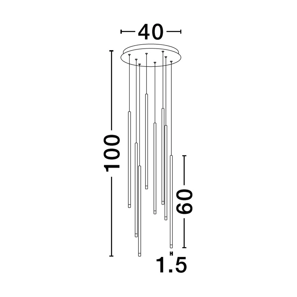 Suspension design Elettra 8 lumières noir Lyora 5212017446077