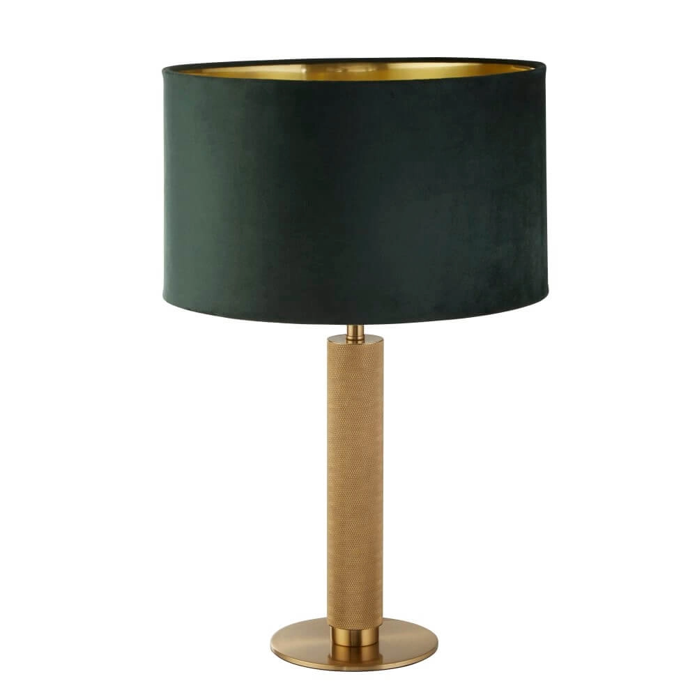 Lampe de table dorée London avec capuche verte