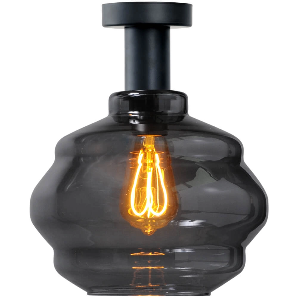 Plafonnier - Ø 24cm - Porto avec verre fumé Boule Ø 24cm Plafonnier - Ø 24cm - Porto avec verre fumé Boule Ø 24cm