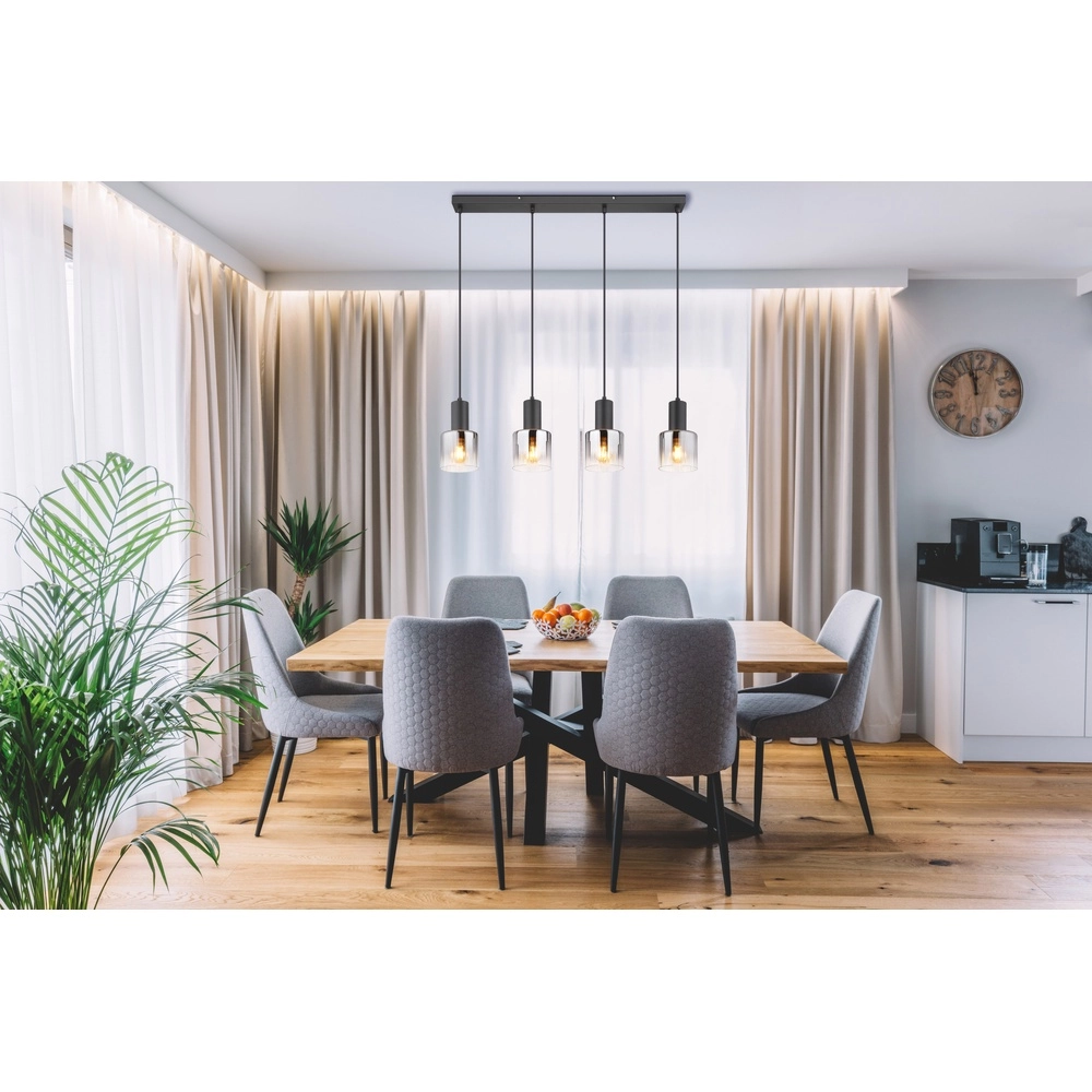 Lampe pendante de conception Jack Noir à 4 lumières Globo 9007371507832